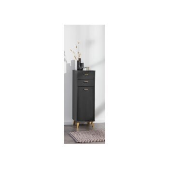 LIVARNO home Bad-Seitenschrank, mit Wellenoptik, schwarz - B-Ware sehr gut