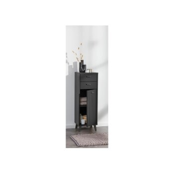 LIVARNO home Bad-Seitenschrank, mit Wellenoptik, schwarz - B-Ware sehr gut