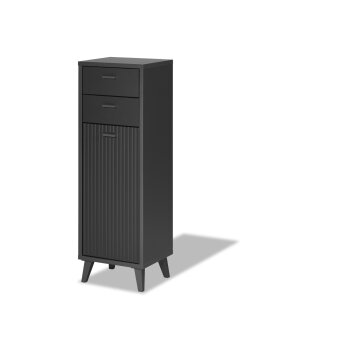 LIVARNO home Bad-Seitenschrank, mit Wellenoptik, schwarz - B-Ware sehr gut