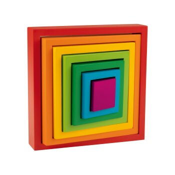 Playtive Regenbogen-Holzspielzeug, nach MONTESSORI-ART (Stapelquadrate, 7tlg) - B-Ware neuwertig