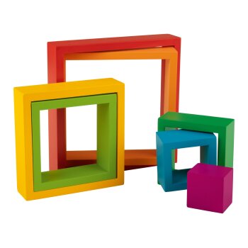 Playtive Regenbogen-Holzspielzeug, nach MONTESSORI-ART (Stapelquadrate, 7tlg) - B-Ware neuwertig