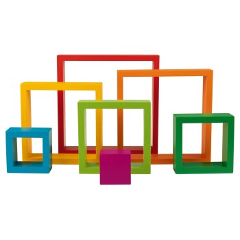 Playtive Regenbogen-Holzspielzeug, nach MONTESSORI-ART (Stapelquadrate, 7tlg) - B-Ware neuwertig