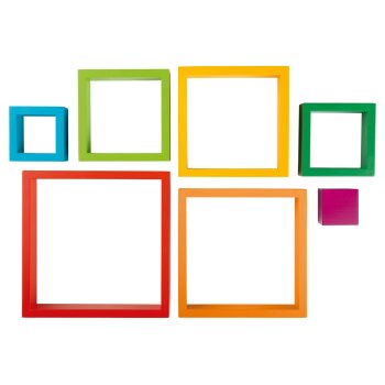 Playtive Regenbogen-Holzspielzeug, nach MONTESSORI-ART (Stapelquadrate, 7tlg) - B-Ware neuwertig