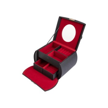 esmara® Schmuckkoffer, mit herausnehmbarer Schublade / Einsatz (Rot/schwarz) - B-Ware neuwertig