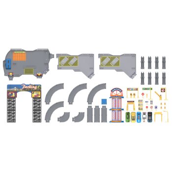 Playtive Racers City Parkhaus, mit 5 Zinkguss-Fahrzeugen - B-Ware gut