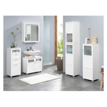 LIVARNO HOME Bad-Hochschrank »Basel«, mit 2 Glasrahmentüren - B-Ware Transportschaden M