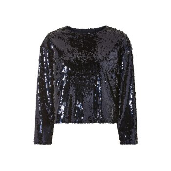 esmara® Damen Pailletten-Shirt, mit Fütterung (navy, M(40/42)) - B-Ware neuwertig