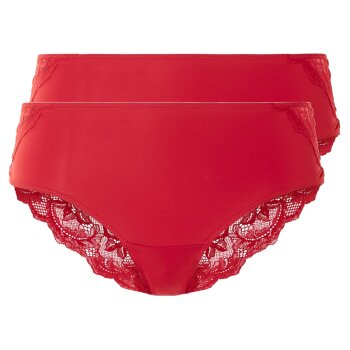 esmara® Damen Hipster, 2 Stück, mit Spitze (rot, S(36/38)) - B-Ware neuwertig