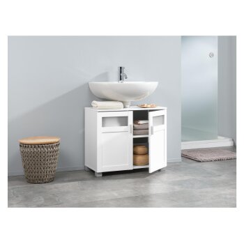 LIVARNO home Waschbeckenunterschrank »Basel«, mit Siphonausschnitt - B-Ware Transportschaden