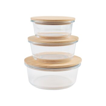 LIVARNO home Glas-Aufbewahrungsdosen mit Bambusdeckel, 3 Stück - B-Ware