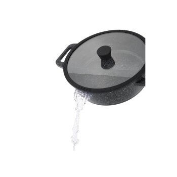 LIVARNO home Aluguss-Servierpfanne, inkl. Glasdeckel mit zwei Ausgusssieben (Granistone schwarz) - B-Ware sehr gut
