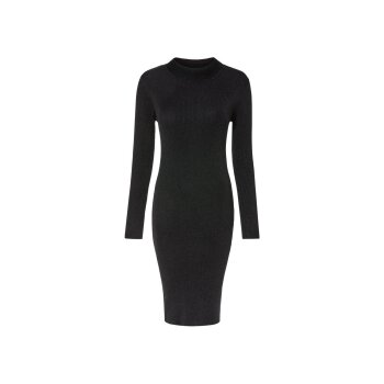 esmara® Damen Geripptes Strickkleid mit edlem Glitzereffekt (schwarz, XS (32/34)) - B-Ware neuwertig