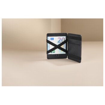 LIVERGY® Herren Magic Wallet \ Leder-Geldbörse aus Leder (schwarz) - B-Ware neuwertig