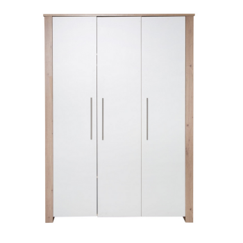 roba Kleiderschrank Malo, 3-türig, Weiß / Eichen-Dekor - B-Ware neuwertig