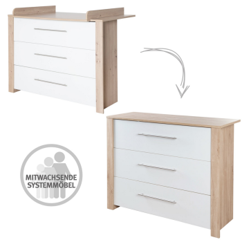 roba Wickelkommode Malo, Eiche sägerau / Weiß - B-Ware neuwertig