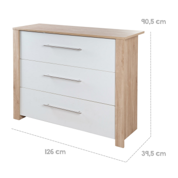 roba Wickelkommode Malo, Eiche sägerau / Weiß - B-Ware neuwertig
