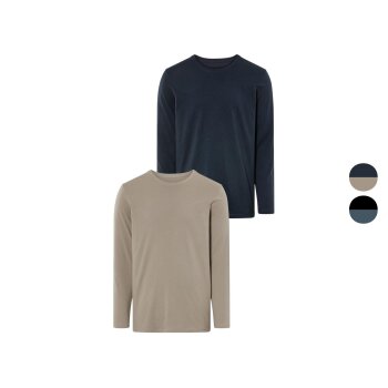 Herren Langarmshirts, 2 Stück, reine Baumwolle - B-Ware
