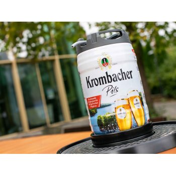 2 x 5-l-Bierfass Doppelpack Krombacher Pils, Bierfass mit Zapfhahn, Pfandfrei