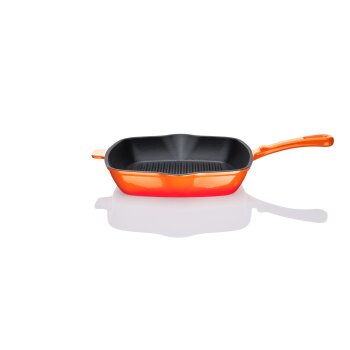 LIVARNO home Gusseisen-Grillpfanne, mit beidseitigem Ausgießer (orange) - B-Ware sehr gut