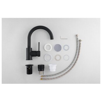 LIVARNO home Einhebel-Waschtischarmatur, mit schwenkbarem Auslauf (Schwarz) - B-Ware sehr gut