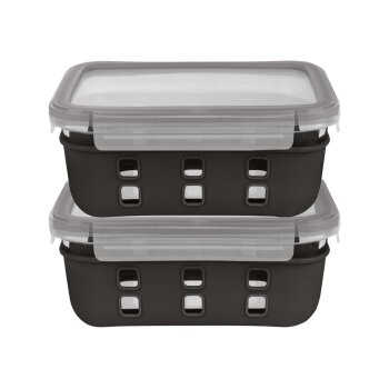 LIVARNO home Glas-Frischhaltedosen-Set, 2-teilig (Schwarz) - B-Ware neuwertig