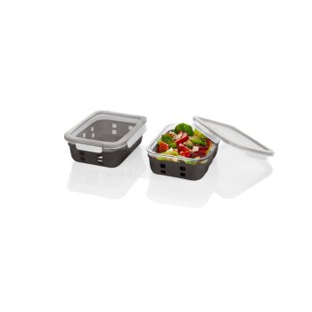 LIVARNO home Glas-Frischhaltedosen-Set, 2-teilig (Schwarz) - B-Ware neuwertig