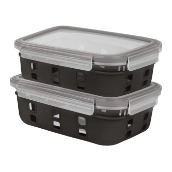 LIVARNO home Glas-Frischhaltedosen-Set, 2-teilig (Schwarz) - B-Ware neuwertig