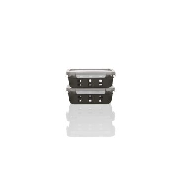 LIVARNO home Glas-Frischhaltedosen-Set, 2-teilig (Schwarz) - B-Ware neuwertig