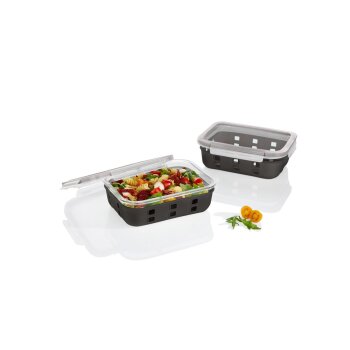 LIVARNO home Glas-Frischhaltedosen-Set, 2-teilig (Schwarz) - B-Ware neuwertig