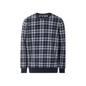 LIVERGY® Herren Fleece-Pyjama, mit recyceltem Material (dunkelblau/grau/kariert, M (48/50)) - B-Ware neuwertig