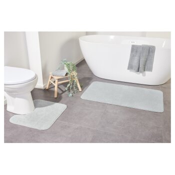 LIVARNO home Badezimmergarnitur-Set, 2-teilig (Teppich/ mit WC-Ausschnitt, grau) - B-Ware neuwertig