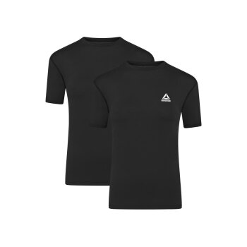 Reebok Herren T-Shirts, 2 Stück, feuchtigkeitsableitend (Schwarz, L) - B-Ware neuwertig