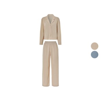 esmara® Damen Musselin-Pyjama, aus reiner Baumwolle -...