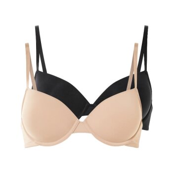 esmara® 2er Set Damen-BHs, 85C, schwarz/beige -...