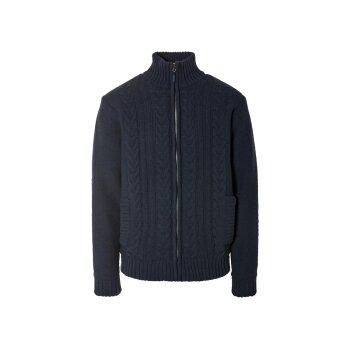 LIVERGY® Herren Grobstrickjacke, mit Zopfstrickmuster (navy, L(52/54)) - B-Ware neuwertig