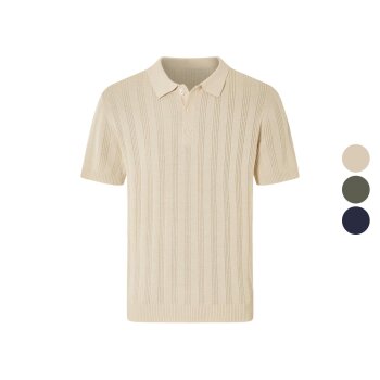 LIVERGY® Herren Strick-Poloshirt, mit Knopfleiste -...