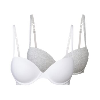 esmara® Damen Bügel-BHs, 2 Stück, gepaddete Cups (grau/weiß, 75B) - B-Ware neuwertig
