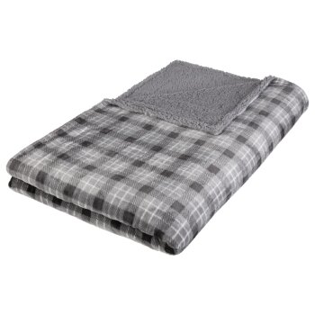 LIVARNO home Mikrofaser-Kuscheldecke (Karo grau) - B-Ware neuwertig
