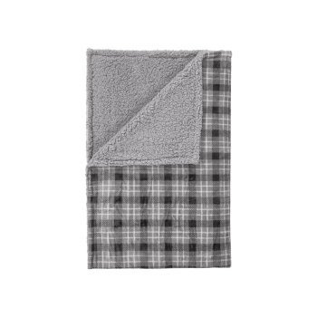 LIVARNO home Mikrofaser-Kuscheldecke (Karo grau) - B-Ware neuwertig