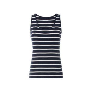 esmara® Damen Tops, 2 Stück, mit hohem Bio-Baumwollanteil (navy/weiß, M(40/42)) - B-Ware neuwertig