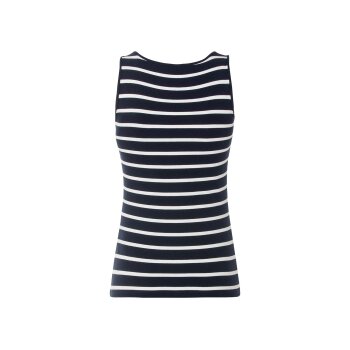 esmara® Damen Tops, 2 Stück, mit hohem Bio-Baumwollanteil (navy/weiß, M(40/42)) - B-Ware neuwertig