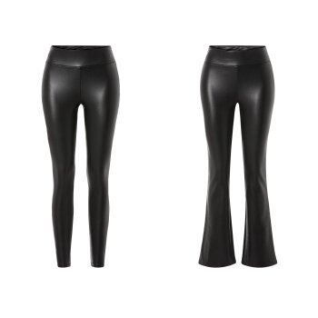 esmara® Damen Leggings / Schlaghose, in Lederoptik -...