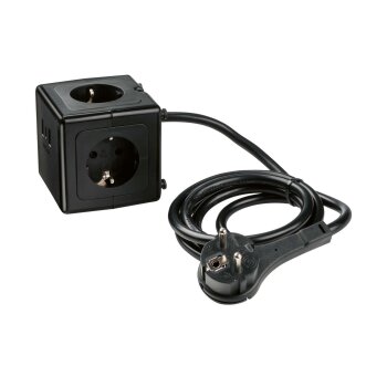 TRONIC® Steckdosenwürfel mit USB-Anschlüssen (Schwarz) - B-Ware neuwertig