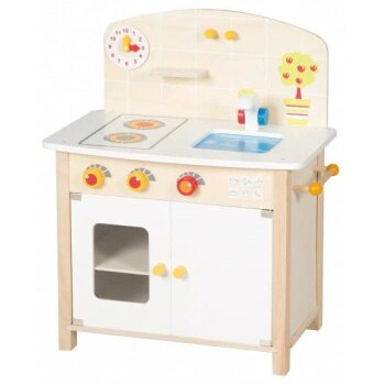 roba Spielküche, Küchenzeile mit 2 Kochstellen und Zubehör, weiß/natur - B-Ware sehr gut