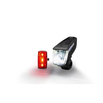 CRIVIT LED Fahrradleuchtenset, 90/70/30/15 Lux mit Li-Ion Akku und Notbremsfunktion, 2-tlg. - B-Ware sehr gut