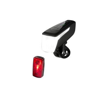 CRIVIT LED Fahrradleuchtenset, 90/70/30/15 Lux mit Li-Ion Akku und Notbremsfunktion, 2-tlg. - B-Ware sehr gut