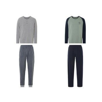 LIVERGY® Herren Pyjama mit Rundhalsausschnitt, lang -...