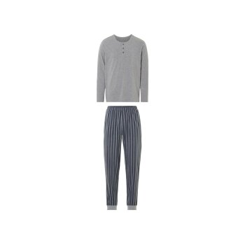 LIVERGY® Herren Pyjama mit Rundhalsausschnitt, lang -...