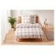 LIVARNO home Mikrofaser-Satin-Bettwäsche, 220 x 200 cm, beige/kariert - B-Ware neuwertig