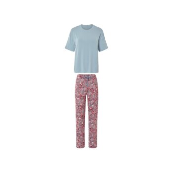 esmara® Damen Pyjama, mit überschnittenen Schultern (Blau, M(40/42)) - B-Ware neuwertig